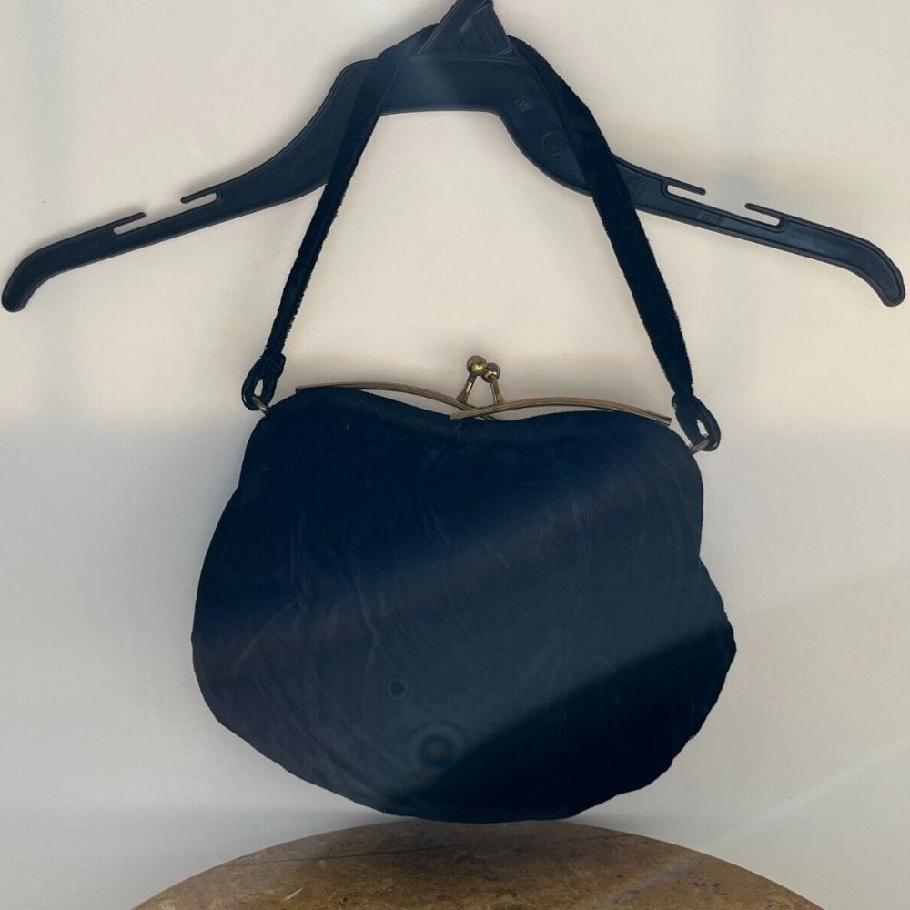 Vintage Black Velvet Purse with Coin Purse Small Cute Sling Shoulder Bags Wallet